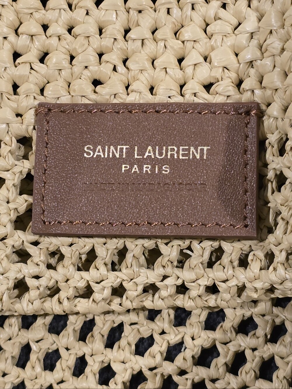 New Saint Laurent Beige Raffia Tote with Gold Logo AMAZING BAG! - Picture 14 of 15